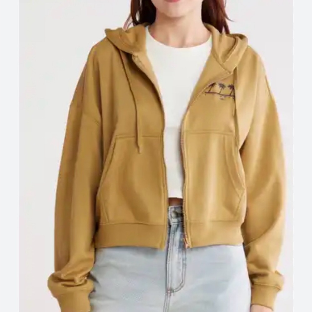 Billabong Cropped Hooded Zip-Up Sweatshirt Hoodie Women’s Large New Jacket